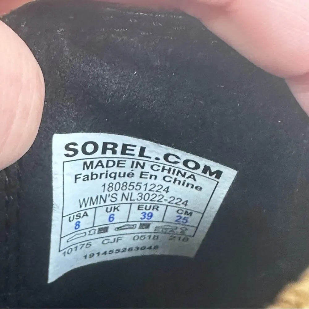 Sorel Joan Of Arctic Leather Wedge Chelsea Boot Camel Tan Size 8 NL3022-224
